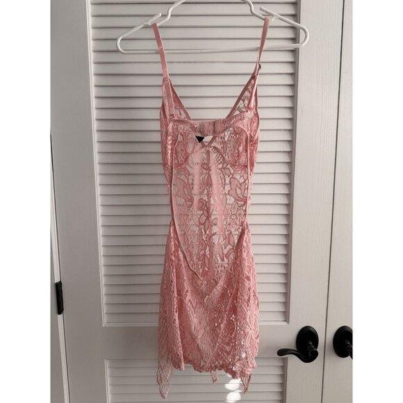Elegant Moments Pink Lace Chemise Lingerie Slip Dress Size Large Sheer NWOT - Picture 2 of 10